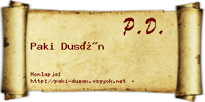 Paki Dusán névjegykártya